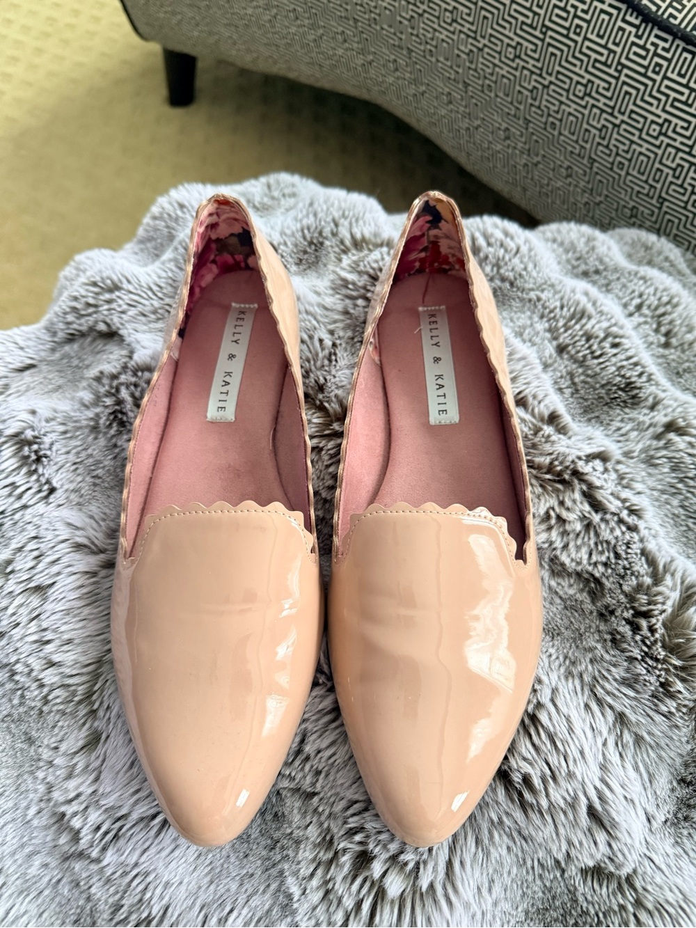 Kelly & Katie Nude Blush Patent Pointed Flats